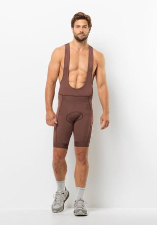 Jack Wolfskin Fahrradhose JACK WOLFSKIN MOROBBIA BIB SHORTS M, Damen, Gr. XL (54/56), Normalgr&ouml;ssen, braun (schwarz, rust), Obermaterial: 80% Polyamid, 20% Elasthan