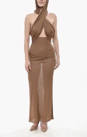 Saint Laurent Viscose Sleeveless Dress with Hood Saint Laurent