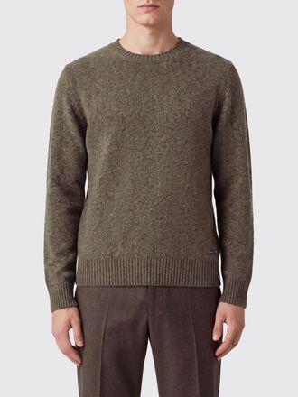 Brooksfield Maglia girocollo da uomo in pura lana con bordi a costine