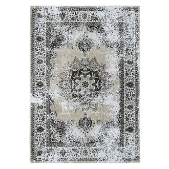 Beliani Beliani - Alfombra Beige Y Gris 140 X 200 Cm Para Dormitorio Sala De Estar Envejecida Oriental Almus