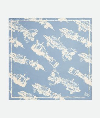 Bottega Veneta Italian Postcard Silk Foulard - Bottega Veneta