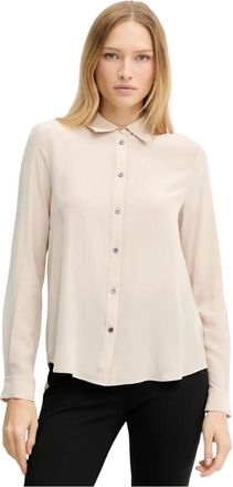 Pinko Zijden Blouse met Knopen - Dames - Overhemden - Beige - XL - Leer - Overhemden