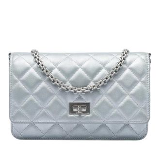 Chanel Pre-owned Wallet on Chain - Dames - Vintage Schoudertas - Grijs - ONE Size - Leer - Vintage