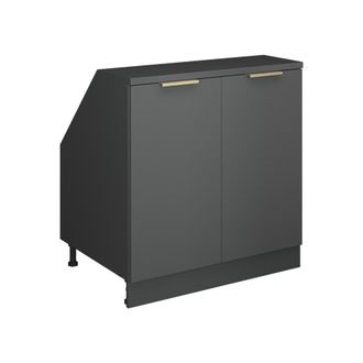 Vicco Armario De Cocina Para Techo Inclinado R-line, Antracita-oro, 80 Cm Con 2 Puertas, 60 Cm De Profundidad, Vicco
