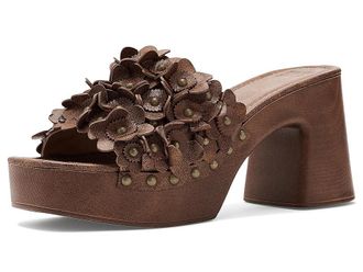 Frye and Co. Wylie Flower Slides Womens Dress Sandals Auburn : 7.5 M, Faux Leather