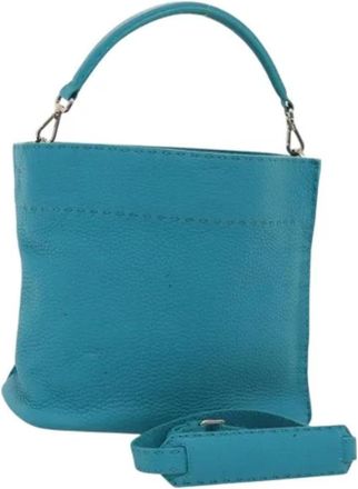 Fendi Pre-owned Leather Handbag - Dames - Vintage Handtas - Blauw - ONE Size - Leer - Vintage