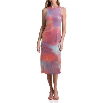 Avec Les Filles Tie Dye Sequin Cutout Cocktail Midi Dress in Miami Sunset at Nordstrom Rack, Size 10