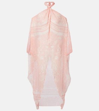 Balmain Printed silk beach dress