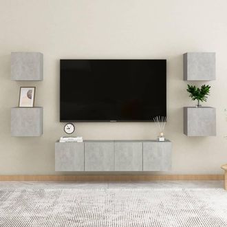 vidaXL Vidaxl - Set De Muebles De Sal&oacute;n 6 Pzas Madera Ingenier&iacute;a Gris Hormig&oacute;n