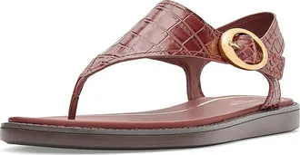 Cole Haan Kami Thong Womens Sandals Mahogany Crocodile Print Leather : 10.5 B - Medium