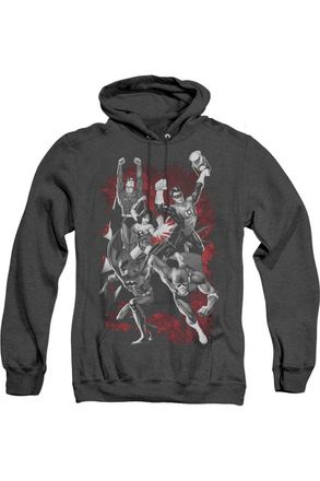Gildan Justice League of America Justice League of America Explosion Adult Heather Hoodie / Hooded Sweatshirt