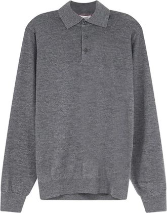 Brunello Cucinelli Cashmere en Zijde Polo - Heren - Cashmere truien - Grijs - M - Kasjmier - Truien & Vesten