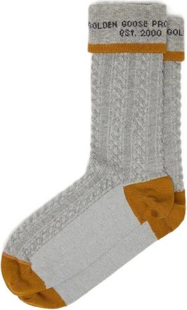 Golden Goose Socks High Rib/Braid/ Jacquard Logo - unisex - Sokken - Grijs - M - Katoen - Ondergoed