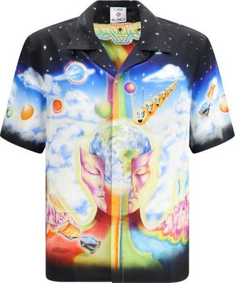 Casablanca Multicolor Silk Pattern Mens Shirt