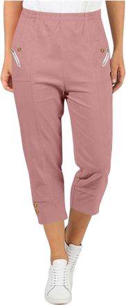 Generic Capri Trousers for Women UK Elasticated Waist Three Quarter Trouser with Pocket Lightweight Summer Stretch Straight Trousers My Order Sale Clearance C