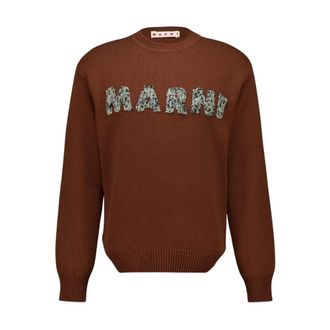 Marni Truien & Vesten, Heren, Bruin, M, Wol, Wool Logo Sweater