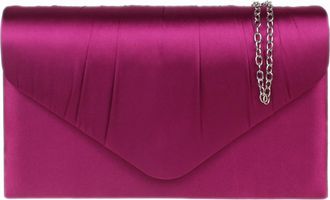 Girly HandBags Womens Satin Pleated Clutch Bag Small Dark Rose
