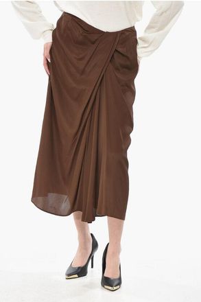 Dries Van Noten Midi Chiffon Skirt with Front Pleat size 42