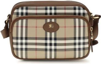 Burberry Check-Print Cotton Crossbody Bag Beige