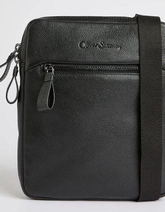 Oliver Sweeney Mens Oliver Sweeney Milled Leather Messenger Bag - Black - Size: ONE size