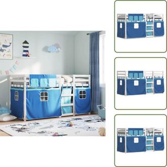 vidaXL Letto a castello con sponde di sicurezza - vidaXL Letto a Castello senza Materasso Blu 90x200cm Massello Pino - Letto a castello con scala