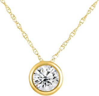 Pompeii3 1/2Ct Diamond Bezel Pendant Solitaire Necklace 14k Yellow Gold Lab Grown