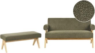 Beliani Living Room Set TAMRE Boucle Green/ Light Brown