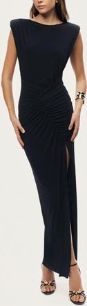 Nocturne Ruched Side-Slit Maxi Dress in Black at Nordstrom, Size X-Small Eu