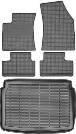 OEM Renault Megane Iv Hatchback A Partir De 2016 Set - Alfombrillas De Goma Para Coche + Alfombrilla Para Maletero