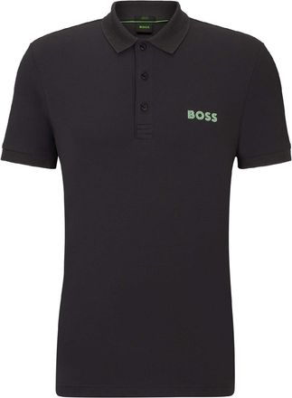 HUGO BOSS Mens Paule Mesh Logo Slim Fit Polo Shirt in Charcoal Cotton - Size X-Large