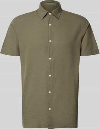 Jack & Jones Jack & Jones Regular Fit Freizeithemd aus Baumwoll-Leinen-Mix in Oliv, Gr&ouml;&szlig;e XXL