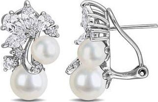 Delmar 6-8.5mm Cultured Freshwater Pearl Cluster Stud Earrings in Metallic Silver at Nordstrom Rack