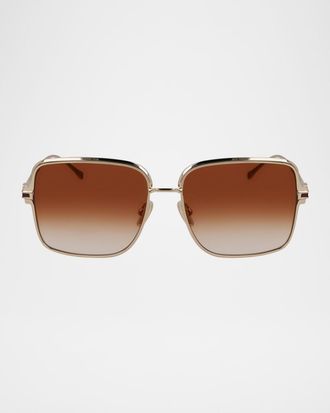 Ferragamo Gancino Square Metal Sunglasses