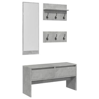 vidaXL Vidaxl - Set Mobili Da Ingresso 4 Pz Grigio Cemento In Legno Multistrato