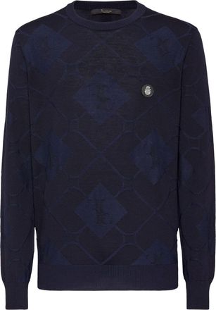 Billionaire Boys Club intarsia-knit jumper - men - Merino/Mulberry Silk - XXXL - Blue