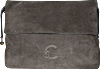 Coccinelle Grey Lidia Suede Fold-Over Shoulder Bag