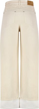 Bottega Veneta Womens Wide-Leg Cotton Jeans Pale Maringhe