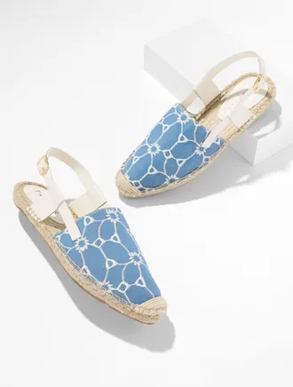 Talbots Isla Floral Chambray Espadrille Slingback Flats - Chambray/White - 10 1/2 M Talbots