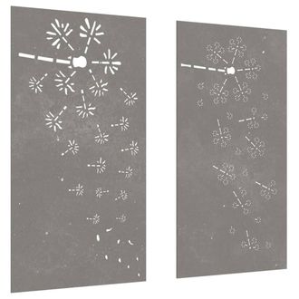 Berkfield Home Garden Wall Decorations 2pcs 105x55cm Corten Steel Flower Design in Brown | Size: 105x55 cm