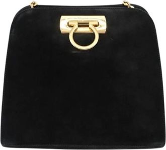 Ferragamo Pre-owned Suede Schoudertas - Dames - Vintage Schoudertas - Zwart - ONE Size - Leer - Vintage