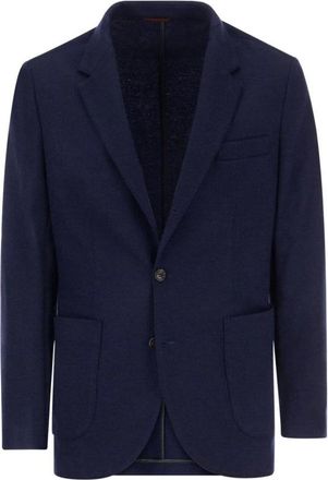 Brunello Cucinelli Tweedelig Ongevoerd Colbert - Heren - Blazers - Blauw - 3XL - Tweed - Jassen