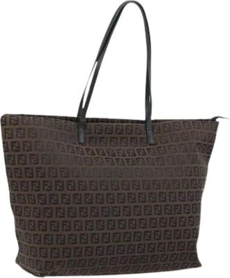 Fendi Pre-owned Tote Bags, female, Brown, Size: ONE SIZE Pre-owned Zucchino Canvas Tote Bag