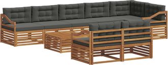vidaXL Conjunto De Sof&aacute;s De Exterior 9 Uds. Natural Y Antracita Vidaxl