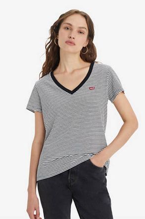 Levi's La T-shirt Perfect con scollo a V - Donna - 2XS - Multicolore / Annalise Stripe Cloud Dancer