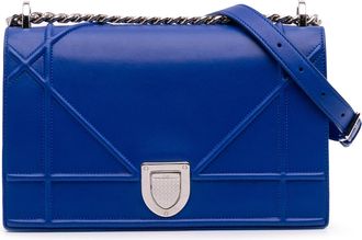 Dior Pre-owned Womens Diorama Crossbody Bag Quilted - Blue Leather - One Size