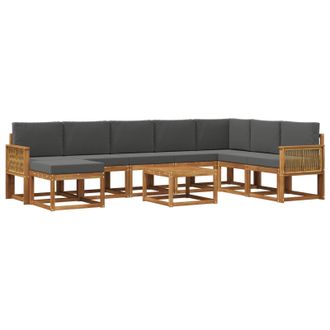 vidaXL Conjunto De Sof&aacute;s De Exterior 9 Pcs Natural Y Antracita Vidaxl