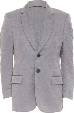 Giorgio Armani metallic grey ramie silk curved lapels single vent blazer IT46 S