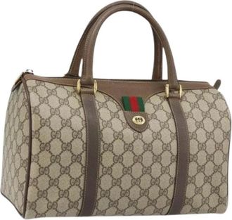 Gucci Pre-owned Handbags, female, Beige, Size: ONE SIZE Pre-owned Vintage GG Boston Bag
