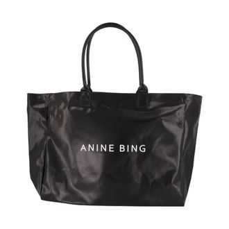 Anine Bing Tassen, Dames, Zwart, ONE Size, Katoen, Leo Canvas Tote
