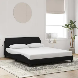 vidaXL Giroletto Senza Materasso Nero 160x200 Cm In Velluto - Vidaxl